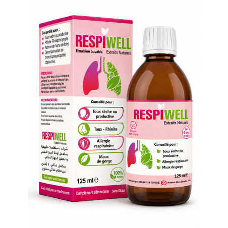 Respiwell Sirop 125 ml – flacon et boîte