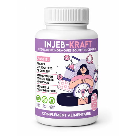 INJEB KRAFT régulateur d’hormones – bouffée de chaleur (30 GÉLULES)