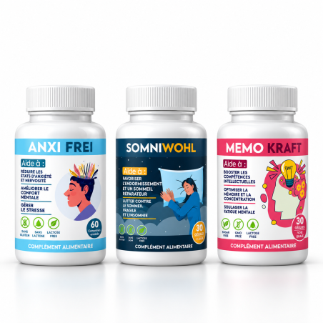 Pack Sérénité & Clarté Mentale (Anxifrei + Somniwohl + MemoKraft Plus)
