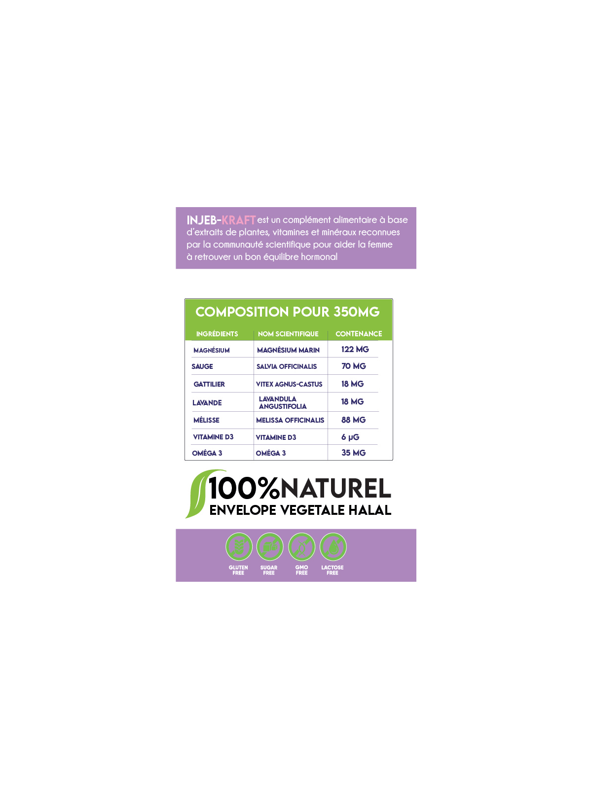 INJEB KRAFT régulateur d’hormones – bouffée de chaleur (30 GÉLULES)