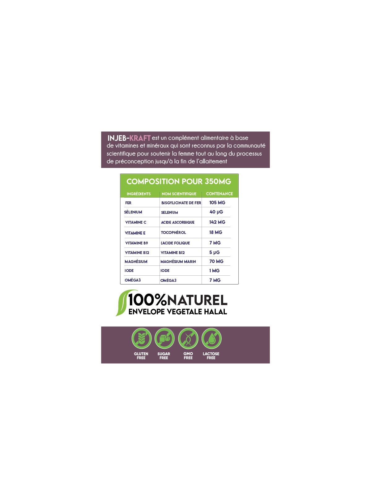 INJEB KRAFT Fertilité – Fortifiant 60 GÉLULES